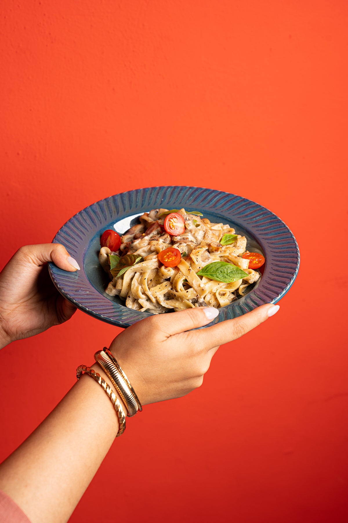 Denim Blue Hand Glazed Ceramic Pasta Plate