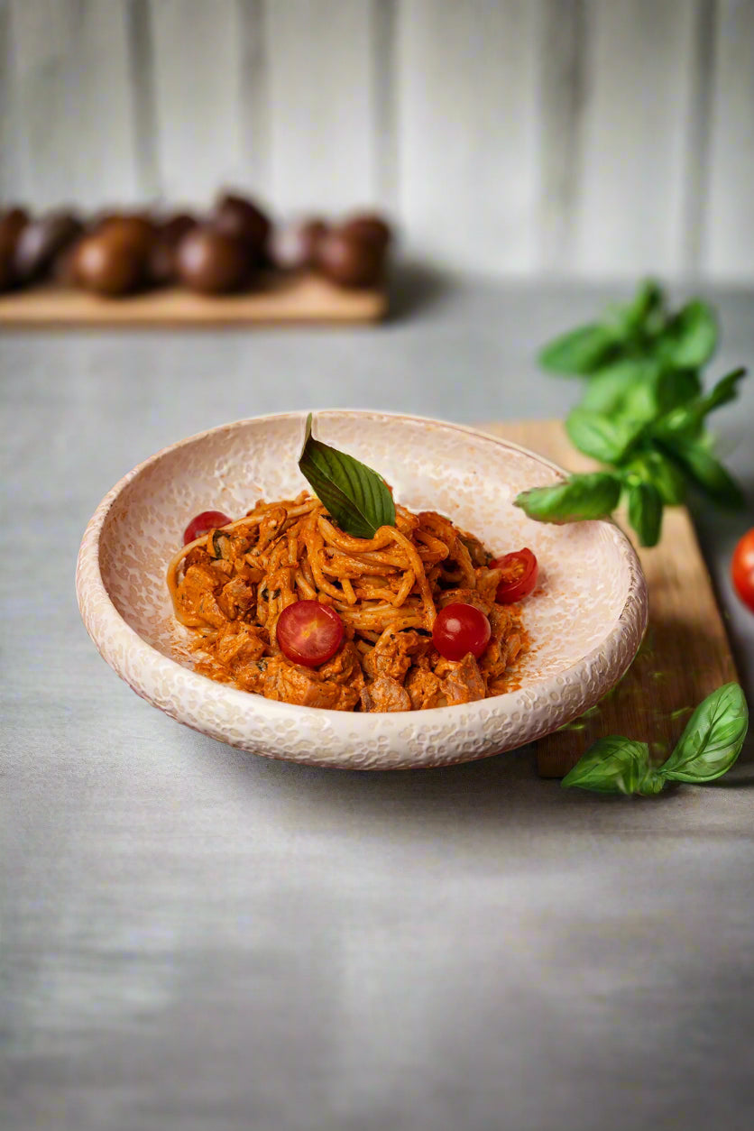 Glossy Ivory Embossed Pasta Plate