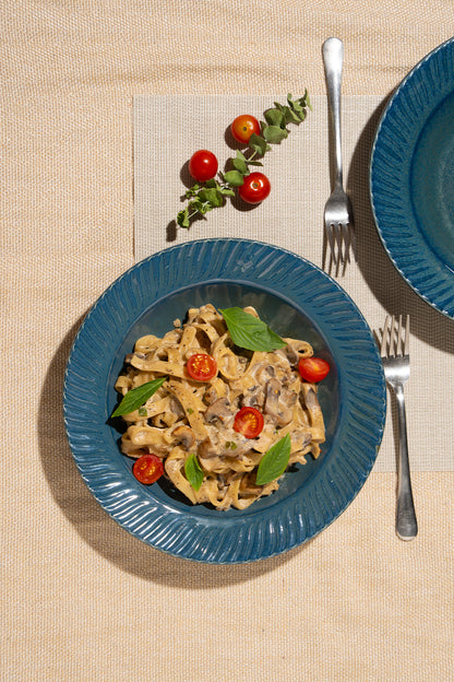 Denim Blue Hand Glazed Ceramic Pasta Plate