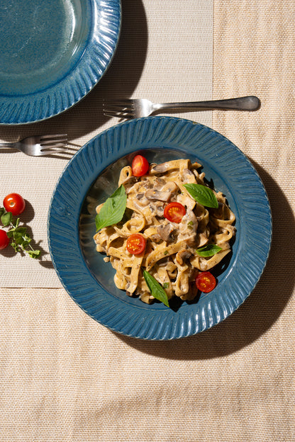 Denim Blue Hand Glazed Ceramic Pasta Plate