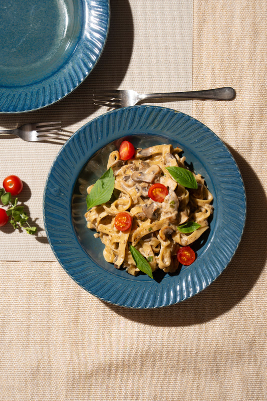 Denim Blue Hand Glazed Ceramic Pasta Plate