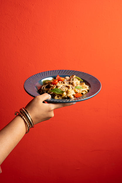 Denim Blue Hand Glazed Ceramic Pasta Plate