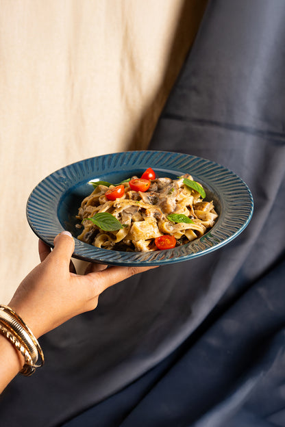 Denim Blue Hand Glazed Ceramic Pasta Plate