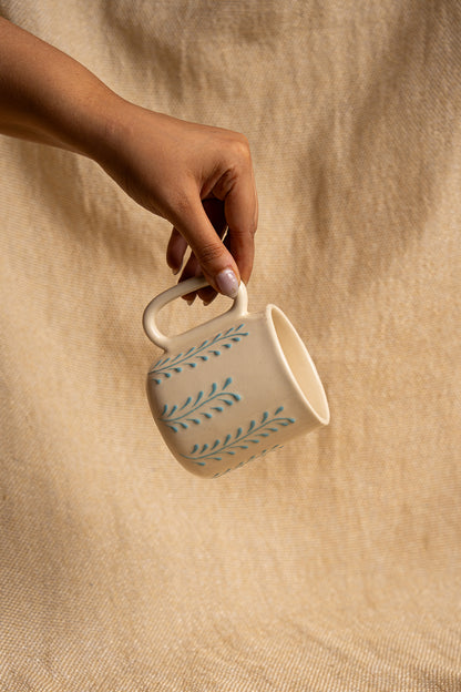 Embossed Leaf Motif Ceramic Mug