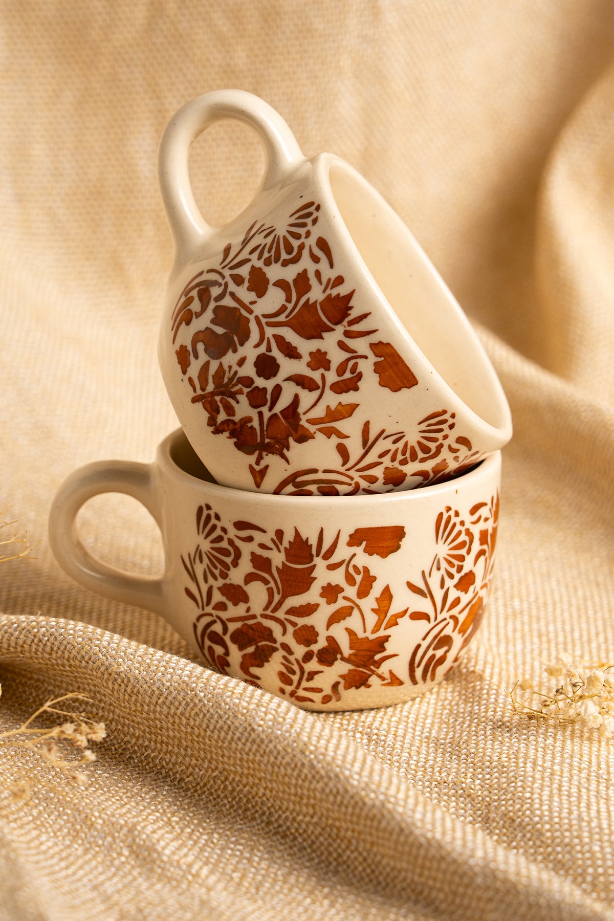 Floral Terracotta-Brown Mug