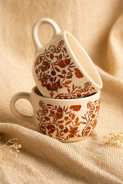 Floral Terracotta-Brown Mug