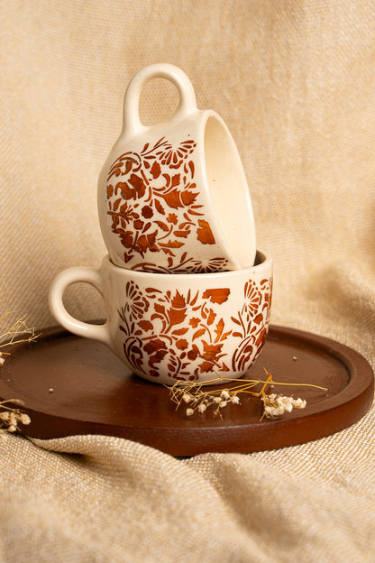 Floral Terracotta-Brown Mug