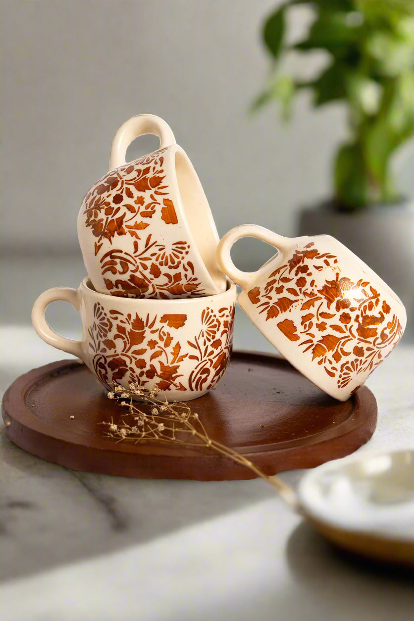 Floral Terracotta-Brown Mug