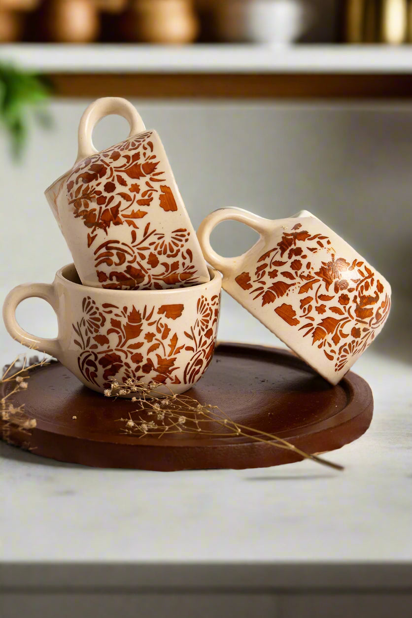 Floral Terracotta-Brown Mug