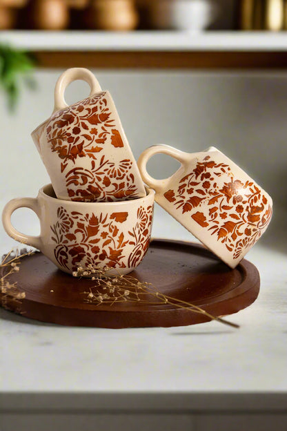 Floral Terracotta-Brown Mug